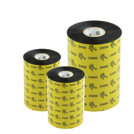 Carton de 6 rubans transfert thermique cire-resine Zebra 3400-174mmx450m-6E